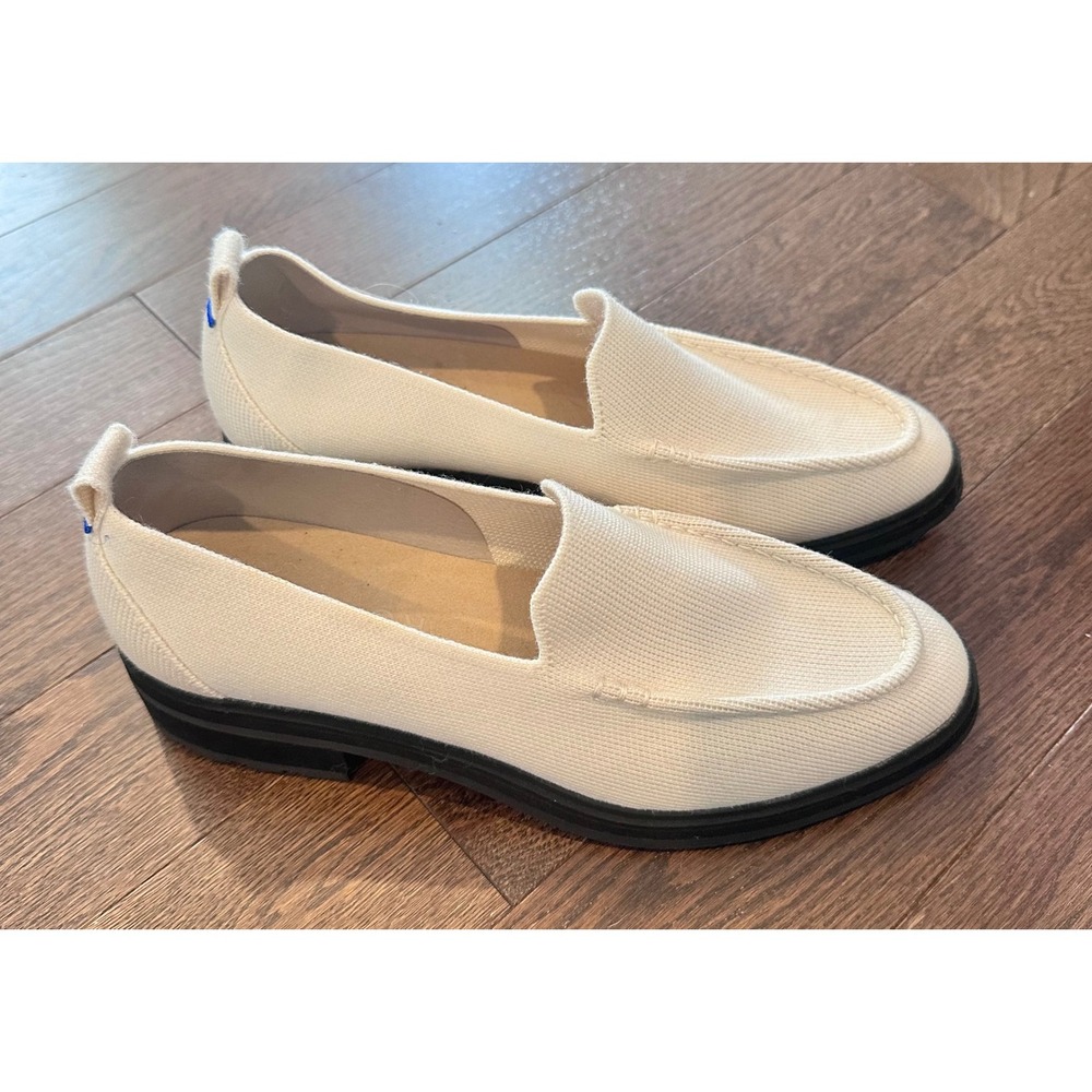 Rothys The Lug Loafer Vanilla Cream Knit Platform Slip On Shoes Womens 9